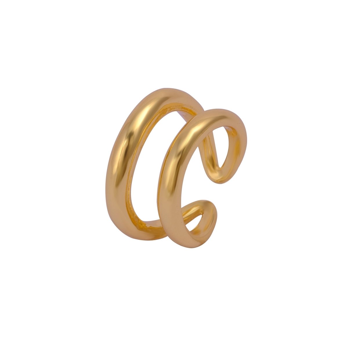 Geometric Style Plain Brass Boho Rings, Bold Double Band Adjustable Ring Jewelry.