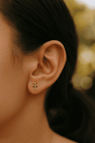 Gold Beaded Cross Stud Earrings Minimal Faith Jewelry Dainty Everyday Studs