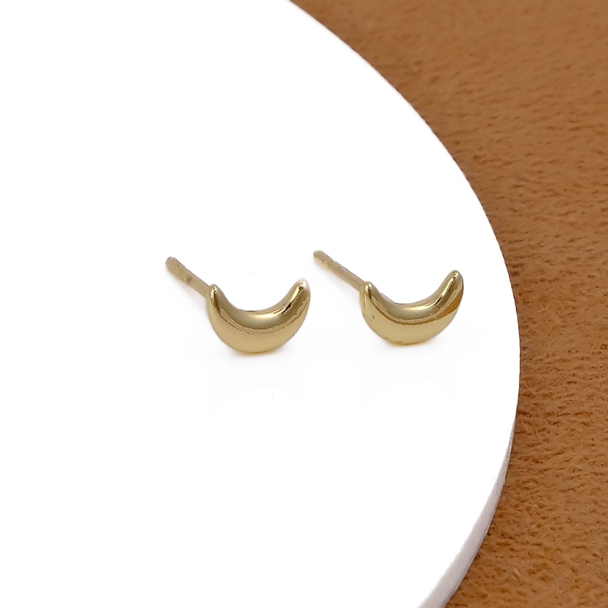 Gold Crescent Moon Stud Earrings Minimal Dainty Everyday Jewelry