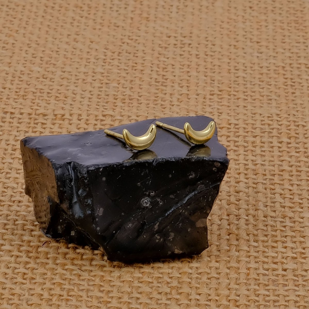 Gold Crescent Moon Stud Earrings Minimal Dainty Everyday Jewelry