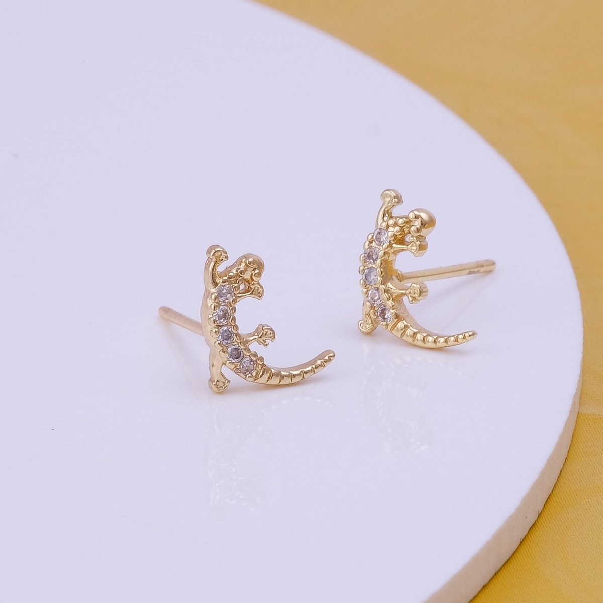 Gold Lizard Stud Earrings Gecko Animal Earrings Gold Plated Earring