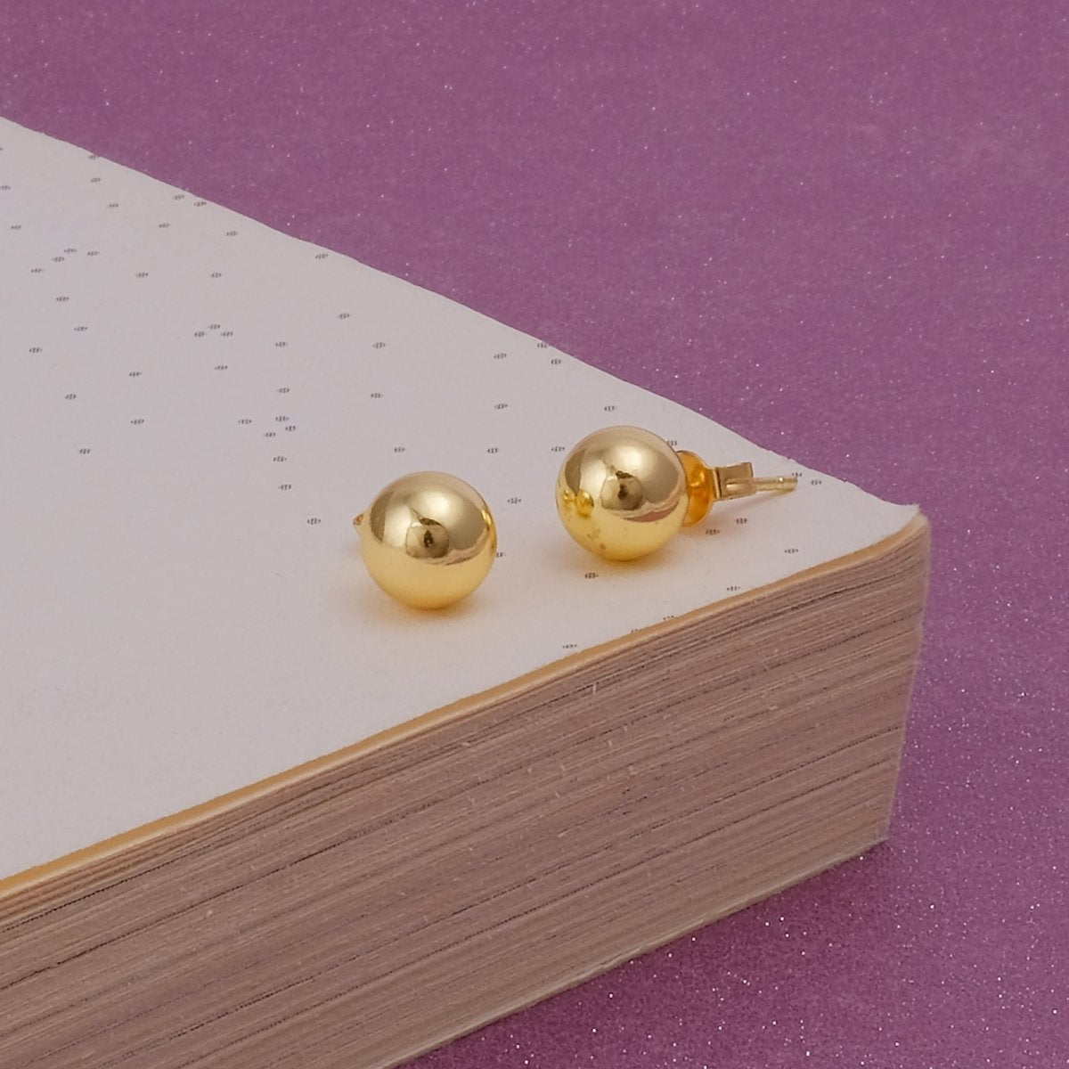 Gold Plated Ball Stud Earrings Classic Round Minimalist Everyday Jewelry