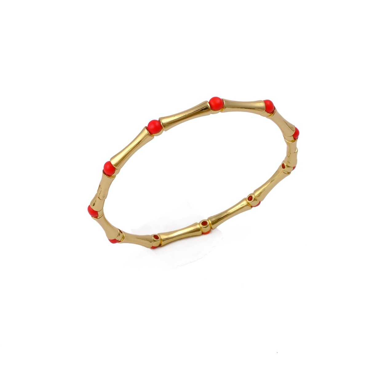 Gold - Plated Bamboo Bangle with Ethiopian Opal Gemstone, Handcrafted Jewelry CB - 1001