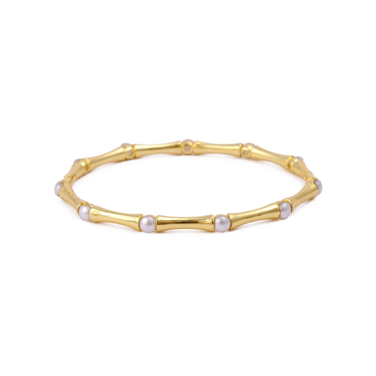 Gold - Plated Bamboo Bangle with Ethiopian Opal Gemstone, Handcrafted Jewelry CB - 1001