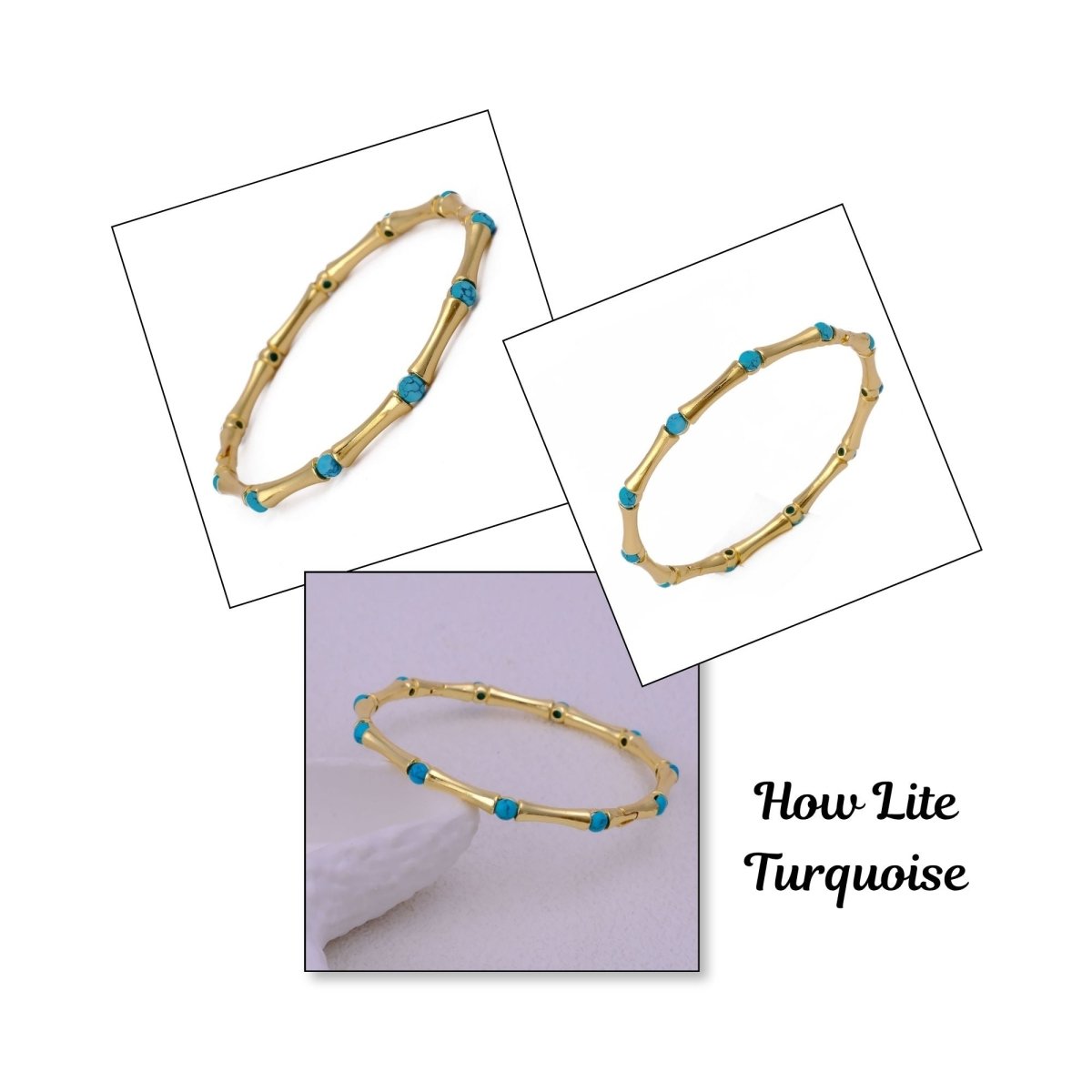 Gold - Plated Bamboo Bangle with Ethiopian Opal Gemstone, Handcrafted Jewelry CB - 1001
