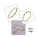 Gold - Plated Bamboo Bangle with Ethiopian Opal Gemstone, Handcrafted Jewelry CB - 1001