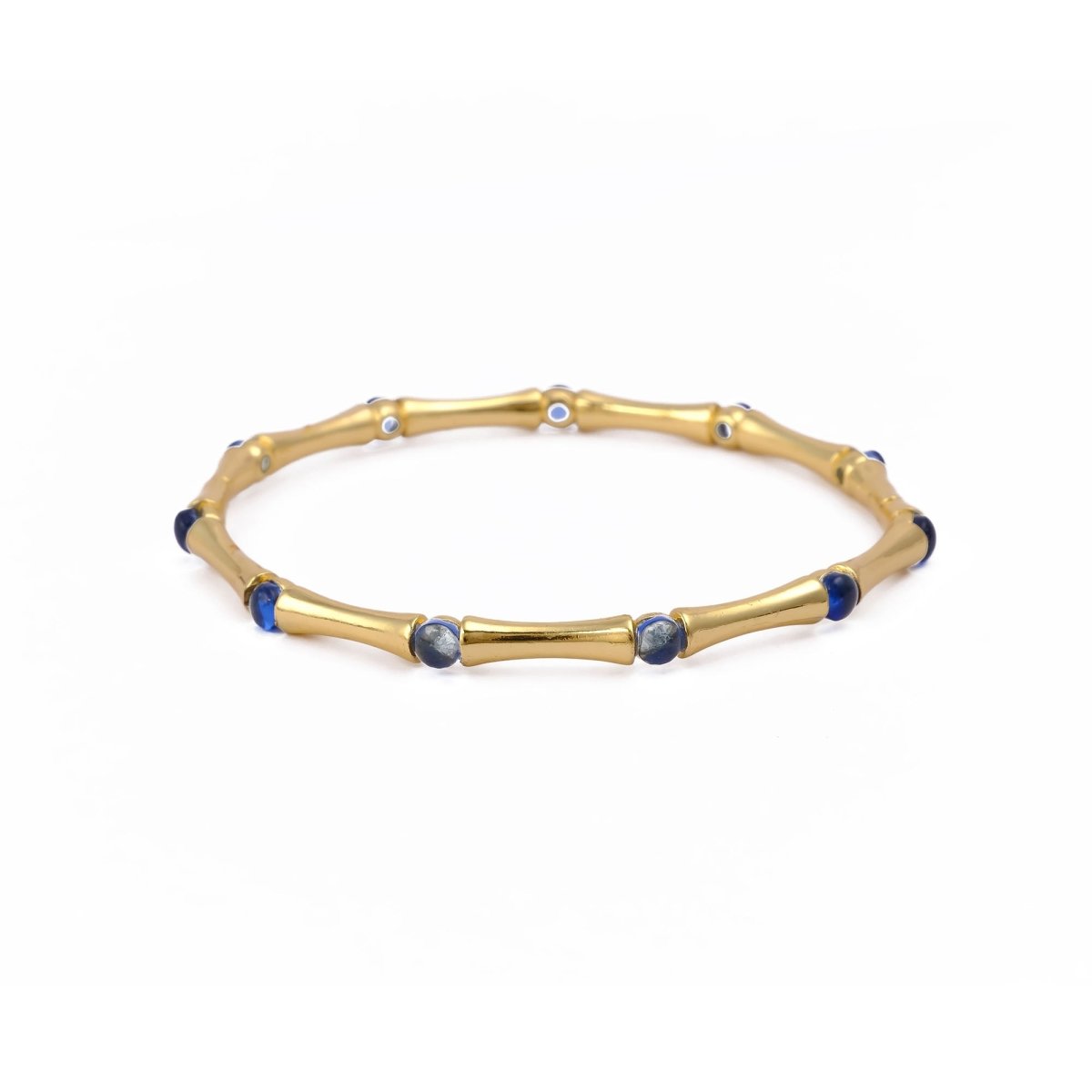 Gold - Plated Bamboo Bangle with Ethiopian Opal Gemstone, Handcrafted Jewelry CB - 1001