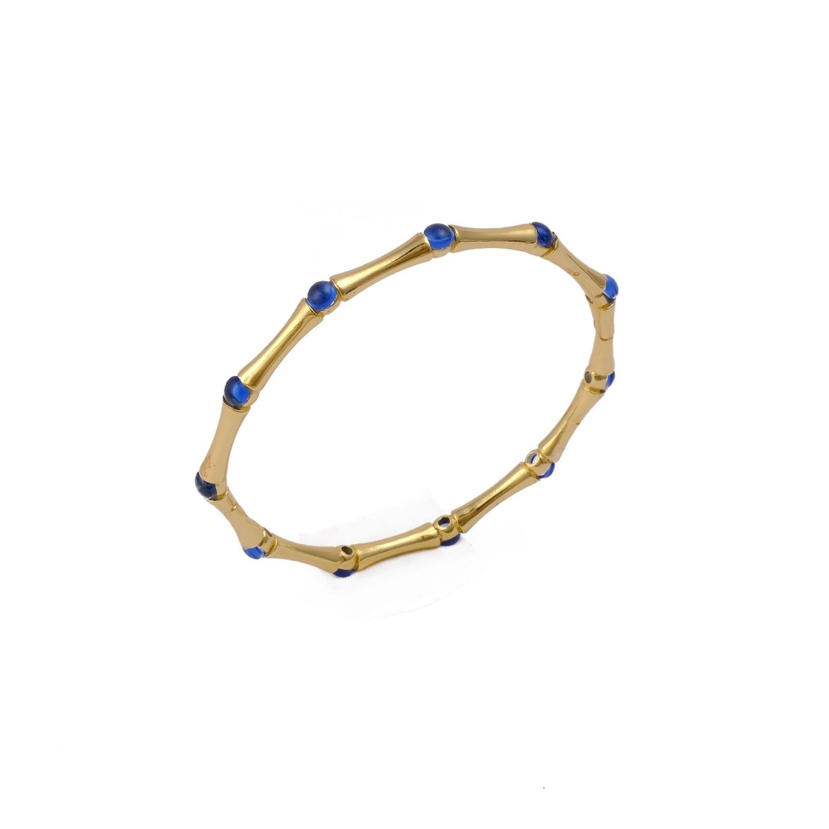 Gold - Plated Bamboo Bangle with Ethiopian Opal Gemstone, Handcrafted Jewelry CB - 1001