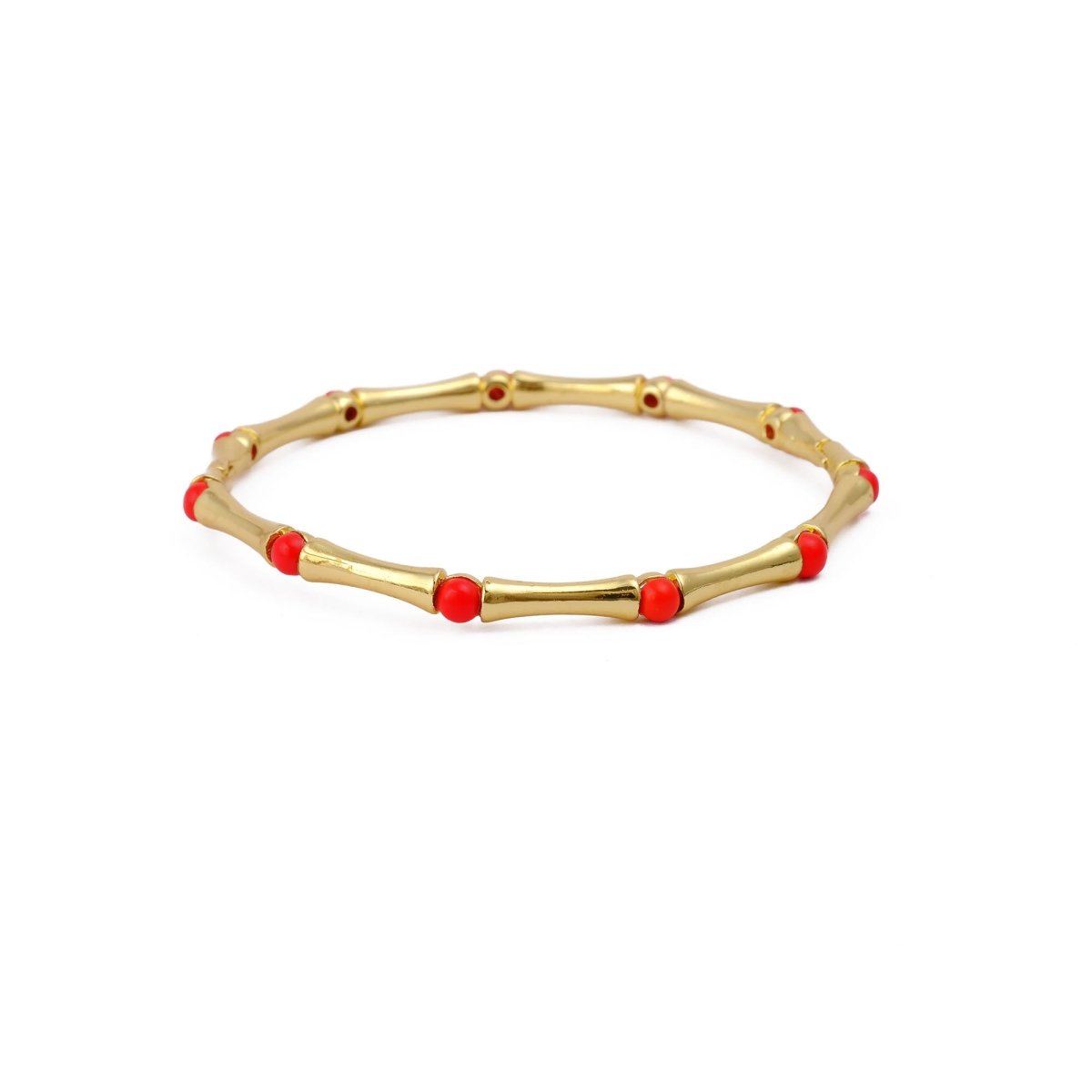 Gold - Plated Bamboo Bangle with Ethiopian Opal Gemstone, Handcrafted Jewelry CB - 1001