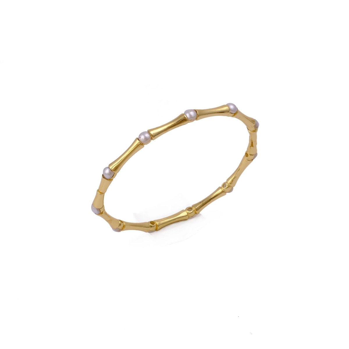 Gold - Plated Bamboo Bangle with Ethiopian Opal Gemstone, Handcrafted Jewelry CB - 1001