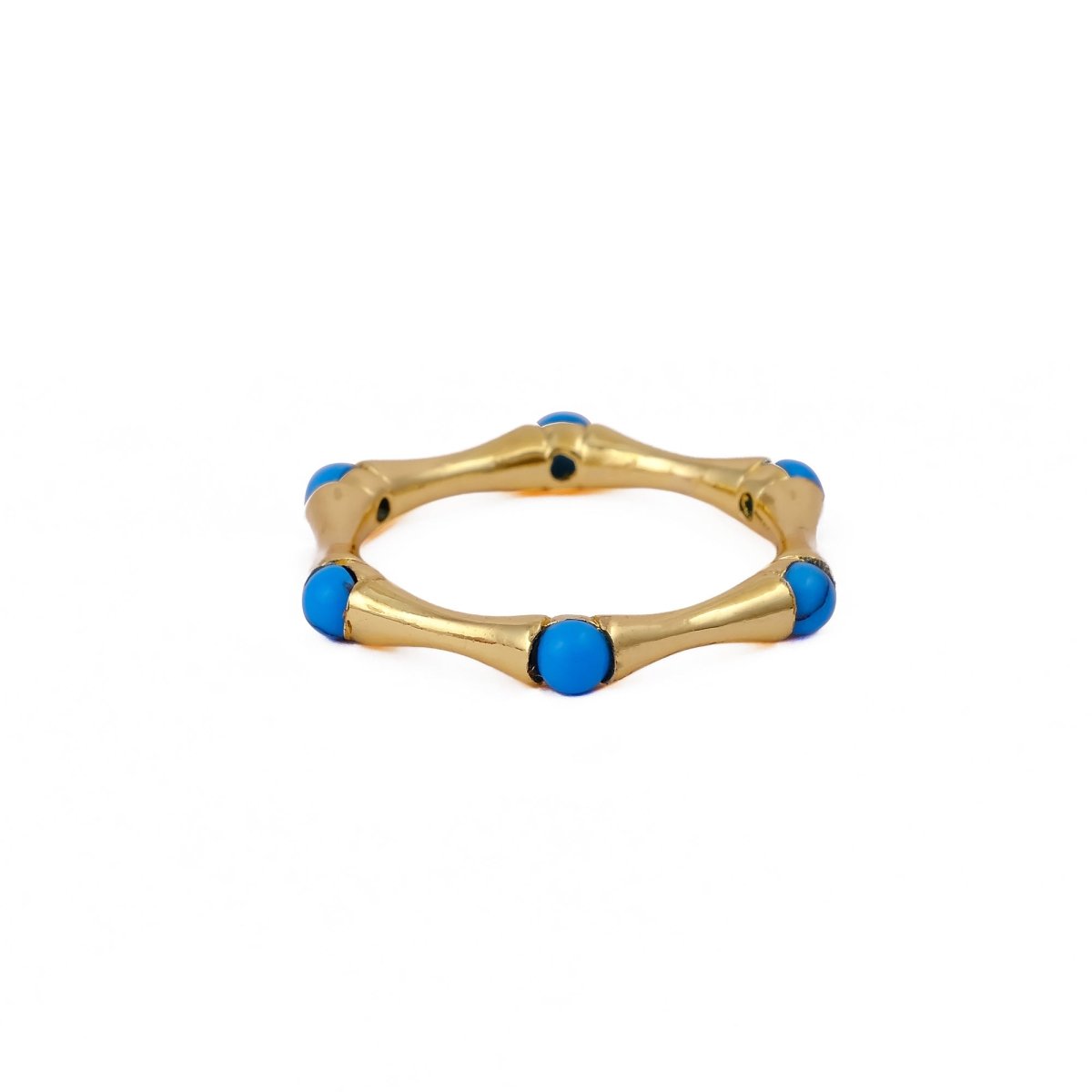 Gold Plated Bamboo Style Ring, Dainty Handcrafted Pink Fuchsia Eternity Ring CR - 1023