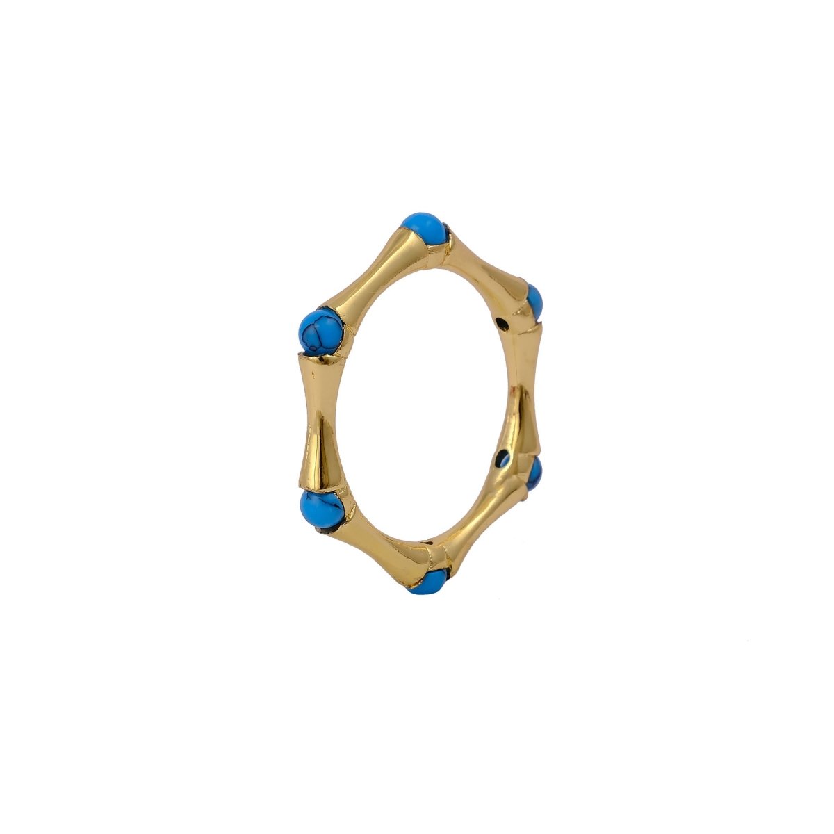 Gold Plated Bamboo Style Ring, Dainty Handcrafted Pink Fuchsia Eternity Ring CR - 1023