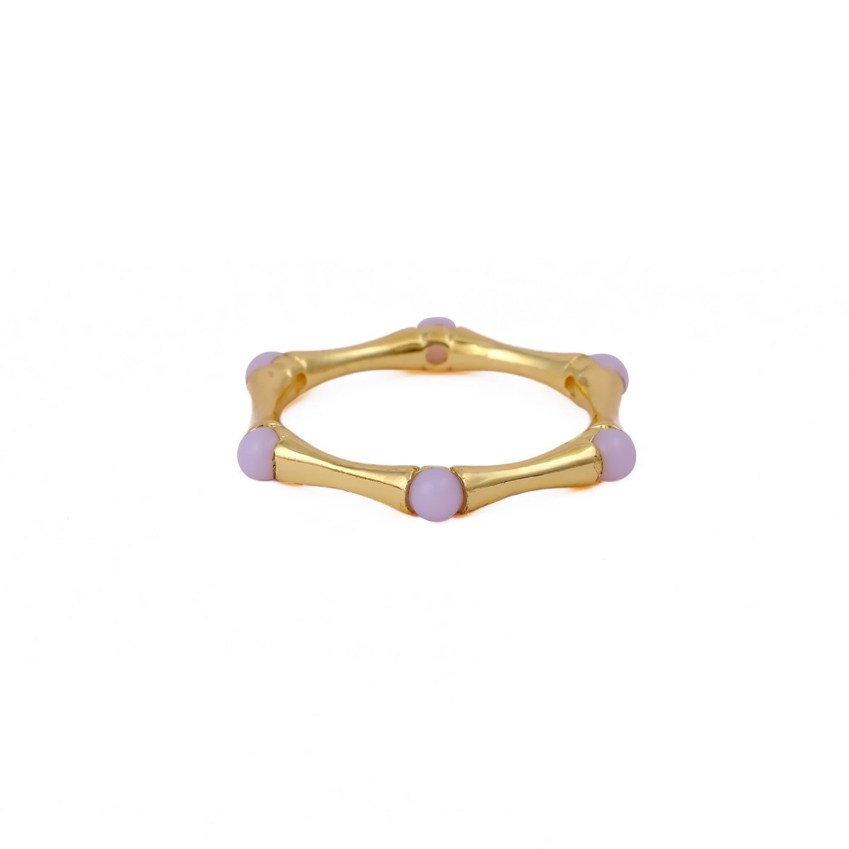 Gold Plated Bamboo Style Ring, Dainty Handcrafted Pink Fuchsia Eternity Ring CR - 1023