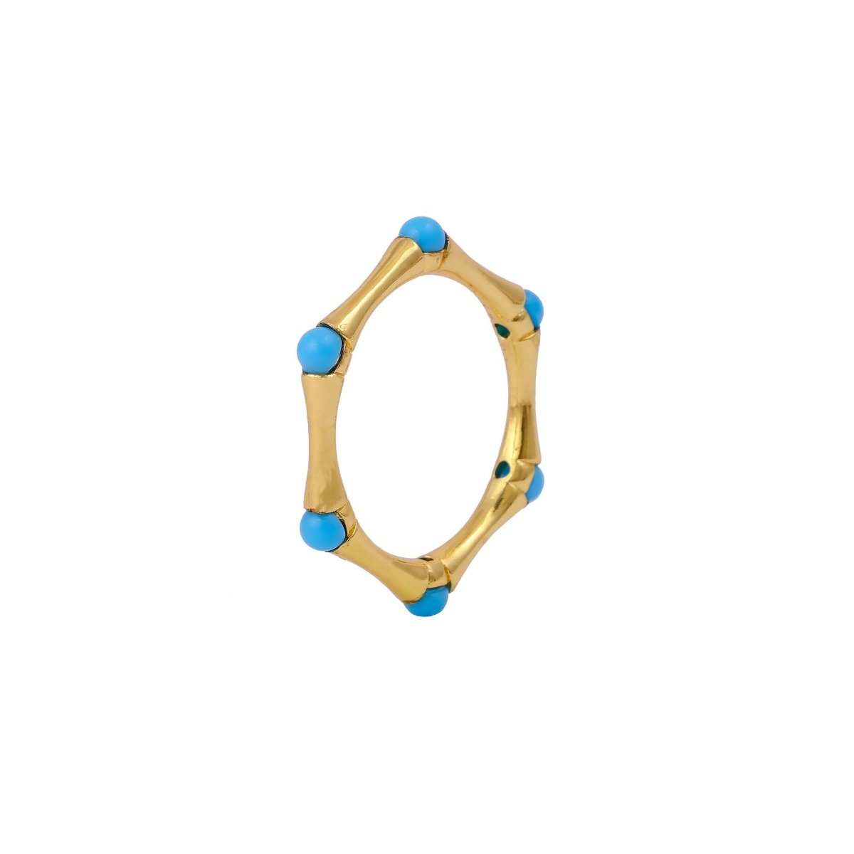 Gold Plated Bamboo Style Ring, Dainty Handcrafted Pink Fuchsia Eternity Ring CR - 1023