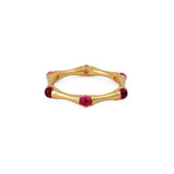 Gold Plated Bamboo Style Ring, Dainty Handcrafted Pink Fuchsia Eternity Ring CR - 1023