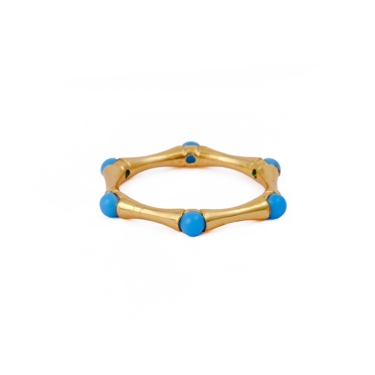 Gold Plated Bamboo Style Ring, Dainty Handcrafted Pink Fuchsia Eternity Ring CR - 1023