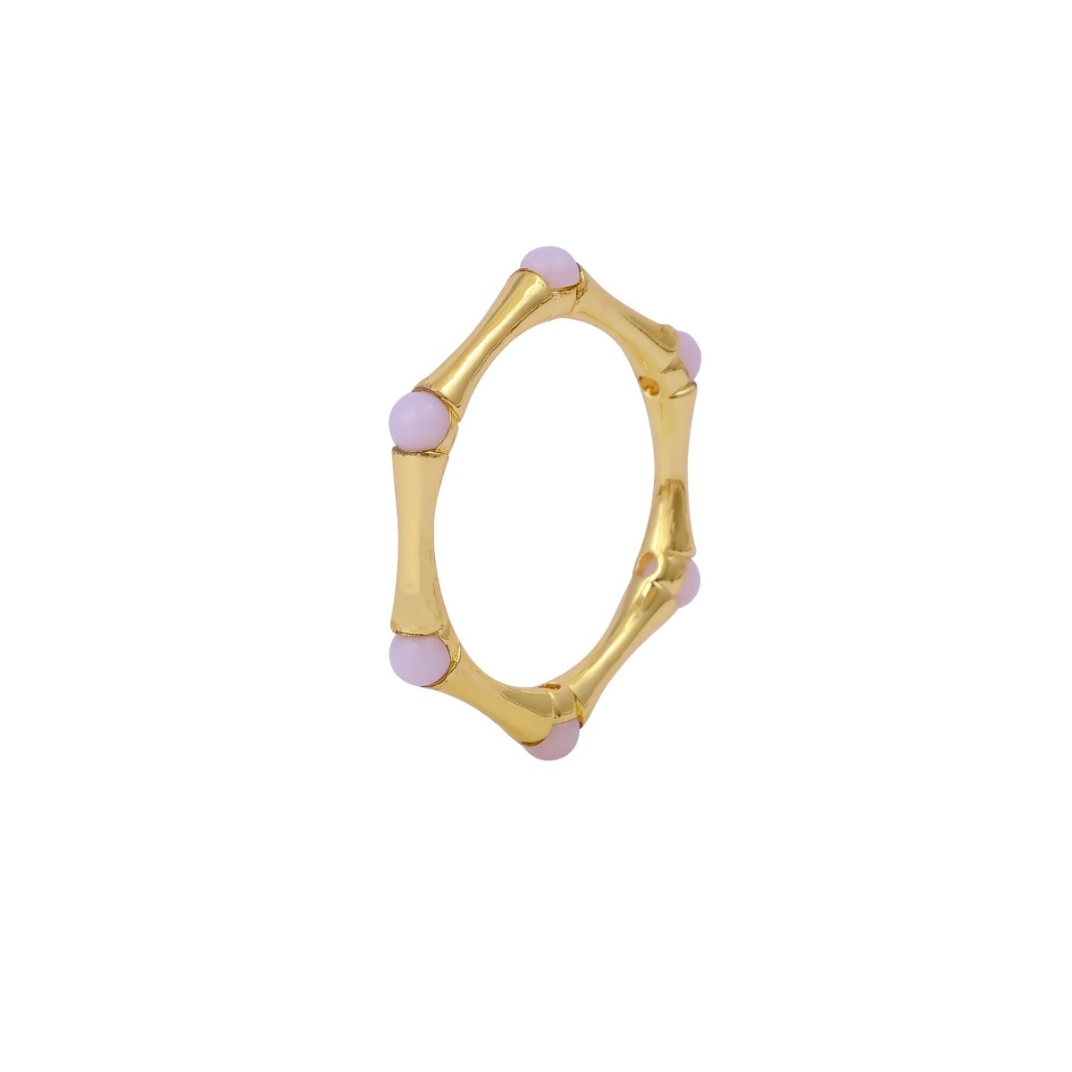 Gold Plated Bamboo Style Ring, Dainty Handcrafted Pink Fuchsia Eternity Ring CR - 1023