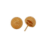 Gold Plated Beaded Round Stud Earrings Textured Everyday Jewelry