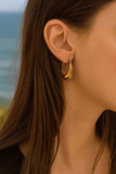 Gold Plated Chunky Crescent Hoop Earrings Bold Modern Statement Jewelry
