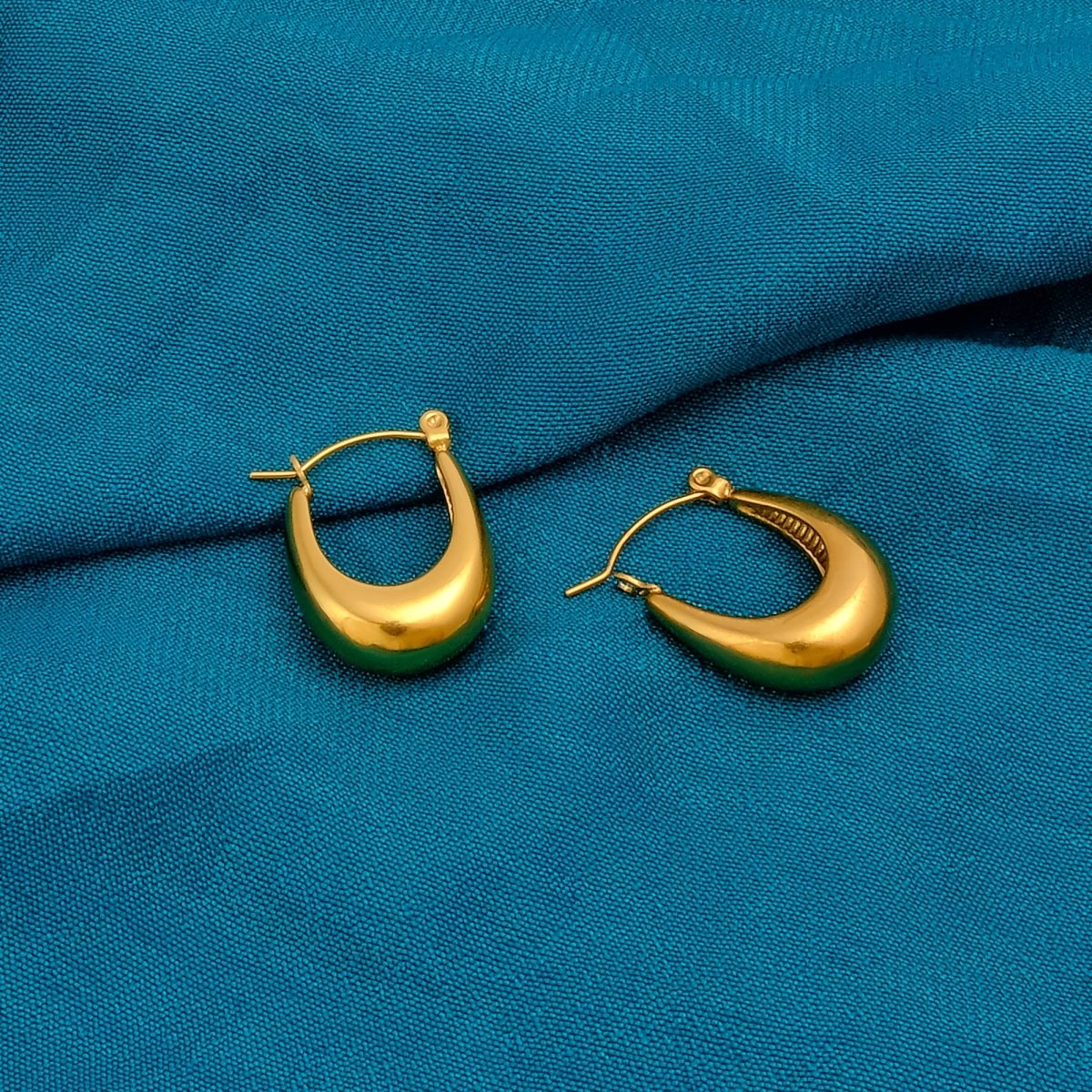 Gold Plated Chunky Crescent Hoop Earrings Bold Modern Statement Jewelry
