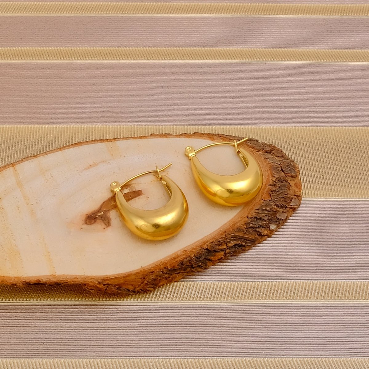 Gold Plated Chunky Crescent Hoop Earrings Bold Modern Statement Jewelry