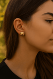 Gold Plated Cusion Stud Earrings Bold Rounded Square Minimalist Jewelry