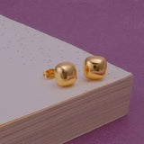 Gold Plated Cusion Stud Earrings Bold Rounded Square Minimalist Jewelry