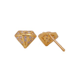 Gold-Plated Diamond-Shaped Stud Earrings Minimalist Jewelry for Women