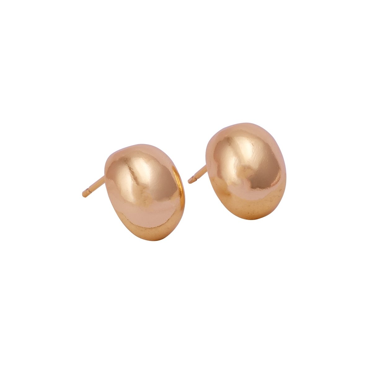 Gold Plated Dome Stud Earrings Bold Rounded Minimalist Jewelry