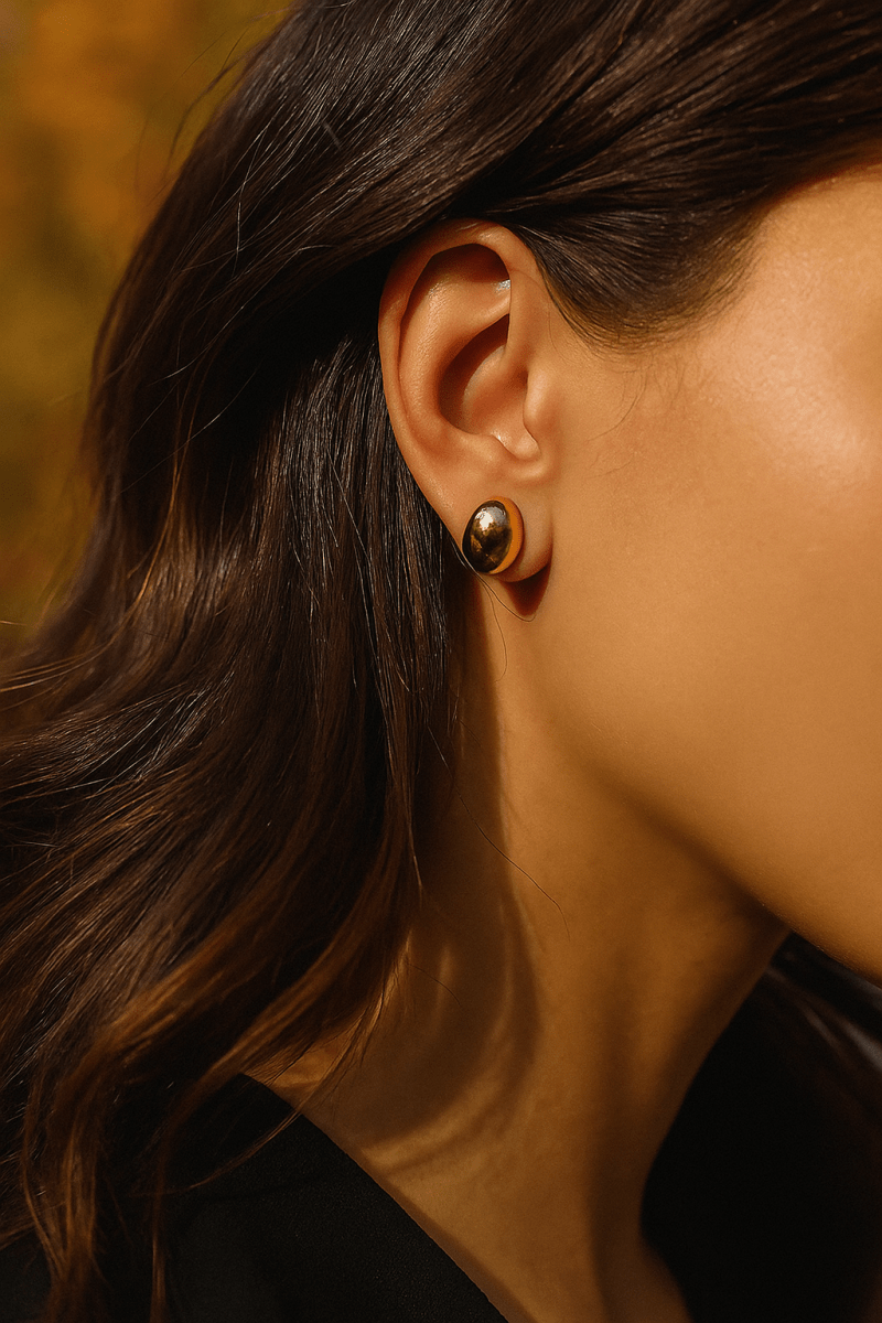 Gold Plated Dome Stud Earrings Bold Rounded Minimalist Jewelry