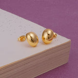 Gold Plated Dome Stud Earrings Bold Rounded Minimalist Jewelry