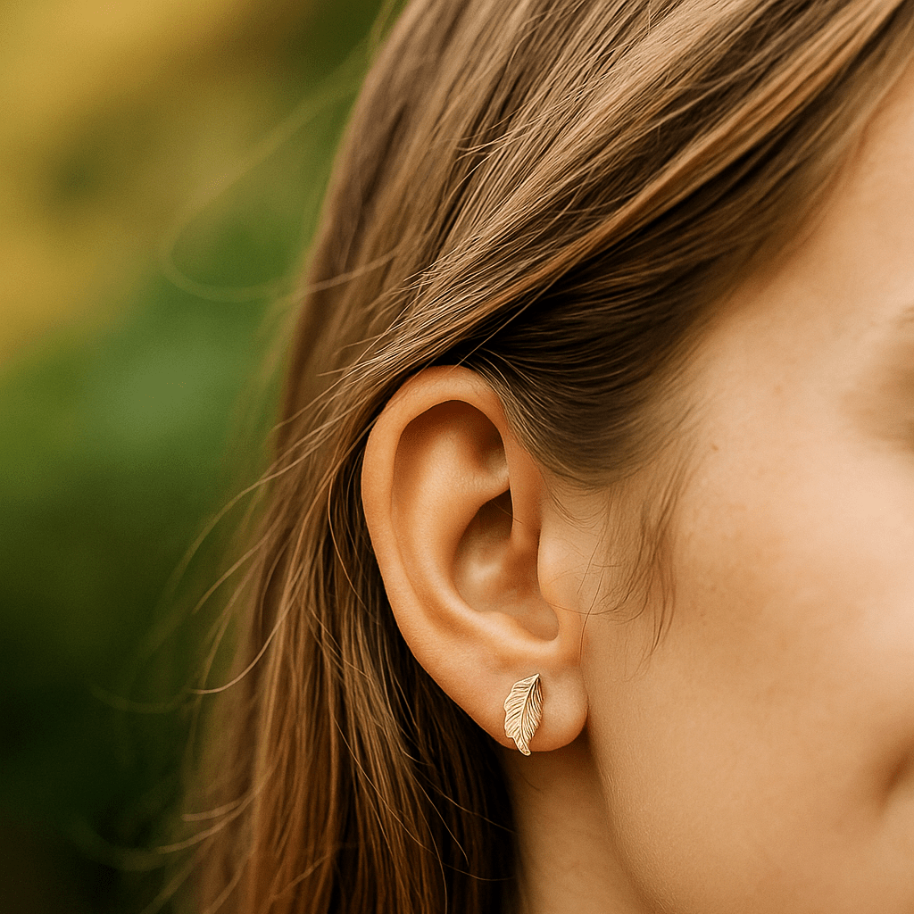 Gold Plated Feather Stud Earrings Minimalist Nature Inspired Jewelry