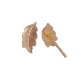 Gold Plated Feather Stud Earrings Minimalist Nature Inspired Jewelry