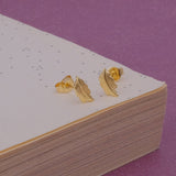 Gold Plated Feather Stud Earrings Minimalist Nature Inspired Jewelry