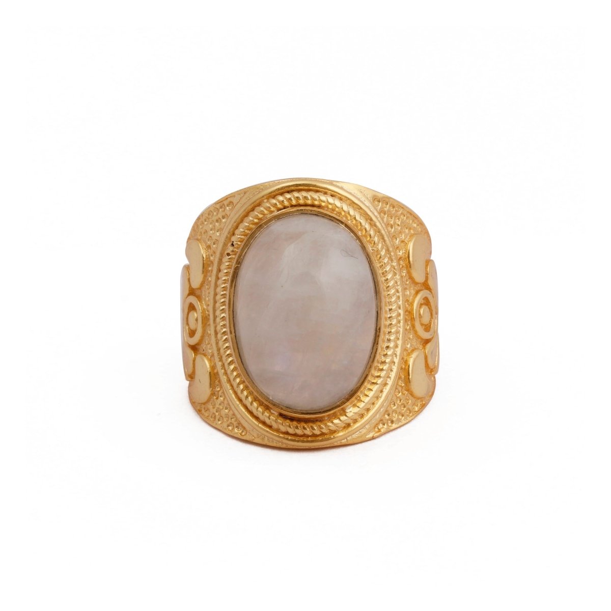 Gold Plated Filigree Labradorite Statement Ring - Elegant Handcrafted Jewelry