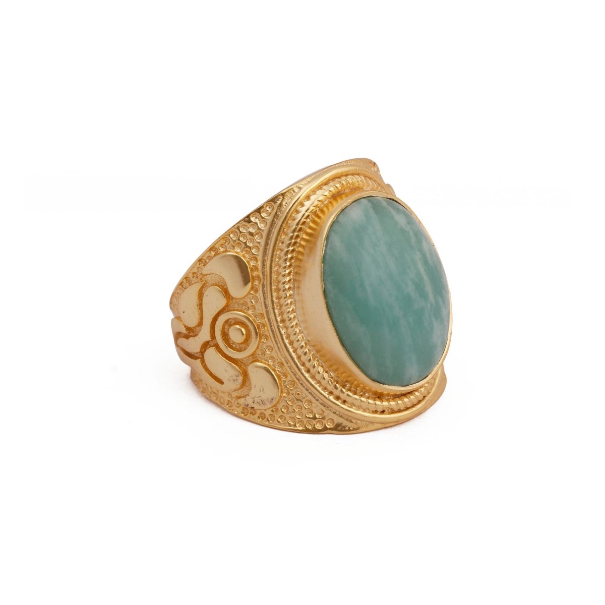 Gold Plated Filigree Labradorite Statement Ring - Elegant Handcrafted Jewelry