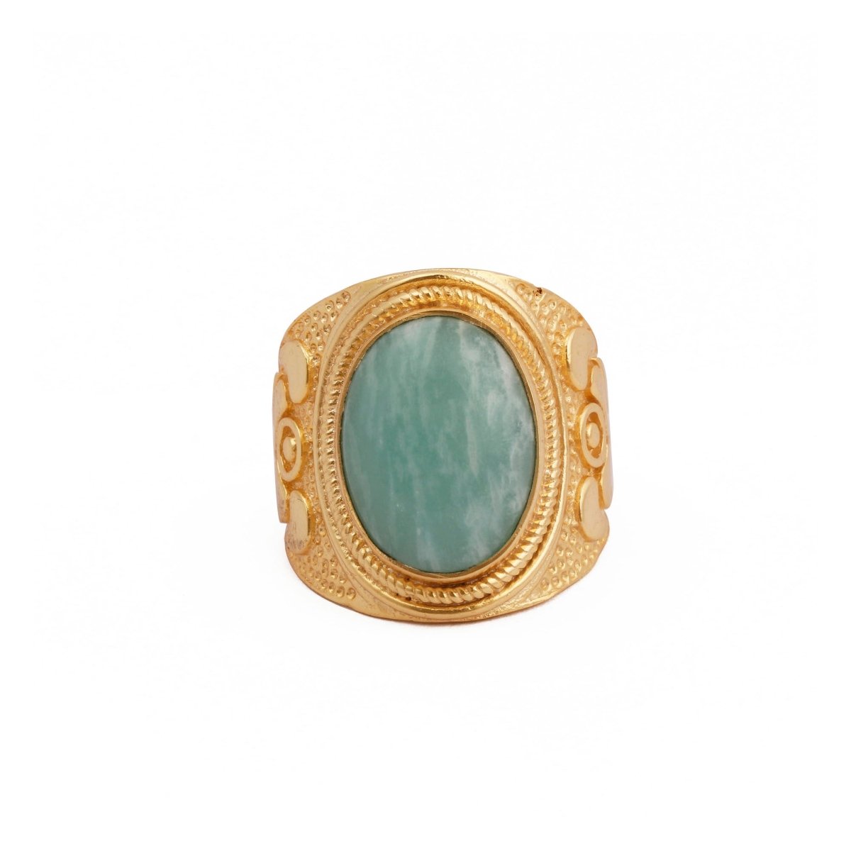 Gold Plated Filigree Labradorite Statement Ring - Elegant Handcrafted Jewelry