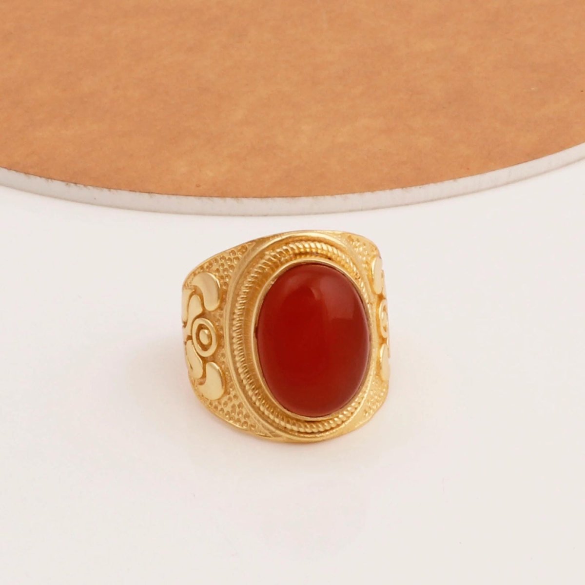 Gold Plated Filigree Labradorite Statement Ring - Elegant Handcrafted Jewelry