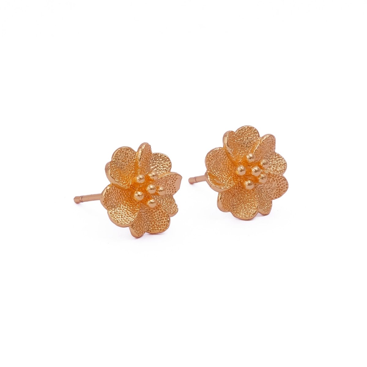 Gold Plated Flower Stud Earrings Dainty Floral Jewelry for Everyday Wear