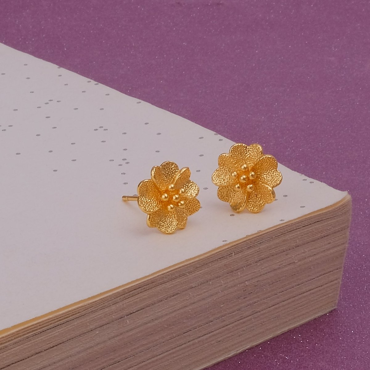 Gold Plated Flower Stud Earrings Dainty Floral Jewelry for Everyday Wear