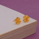 Gold Plated Flower Stud Earrings Dainty Floral Jewelry for Everyday Wear