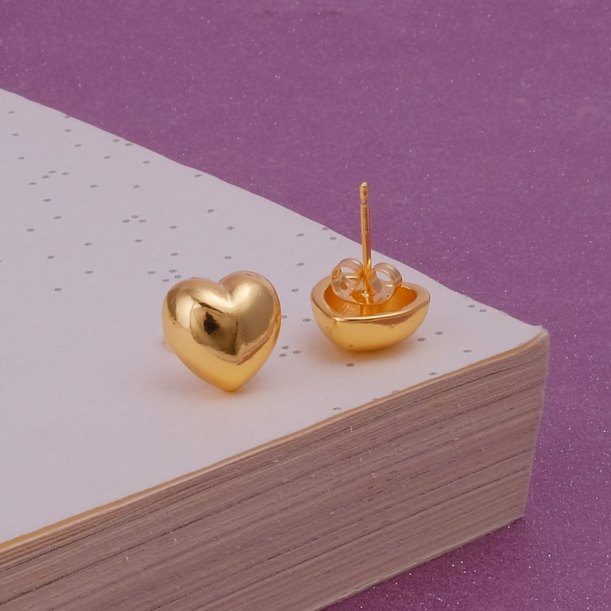 Gold Plated Heart Shape Stud Earrings Minimalist Love Jewelry for Everyday Wear