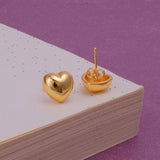 Gold Plated Heart Shape Stud Earrings Minimalist Love Jewelry for Everyday Wear