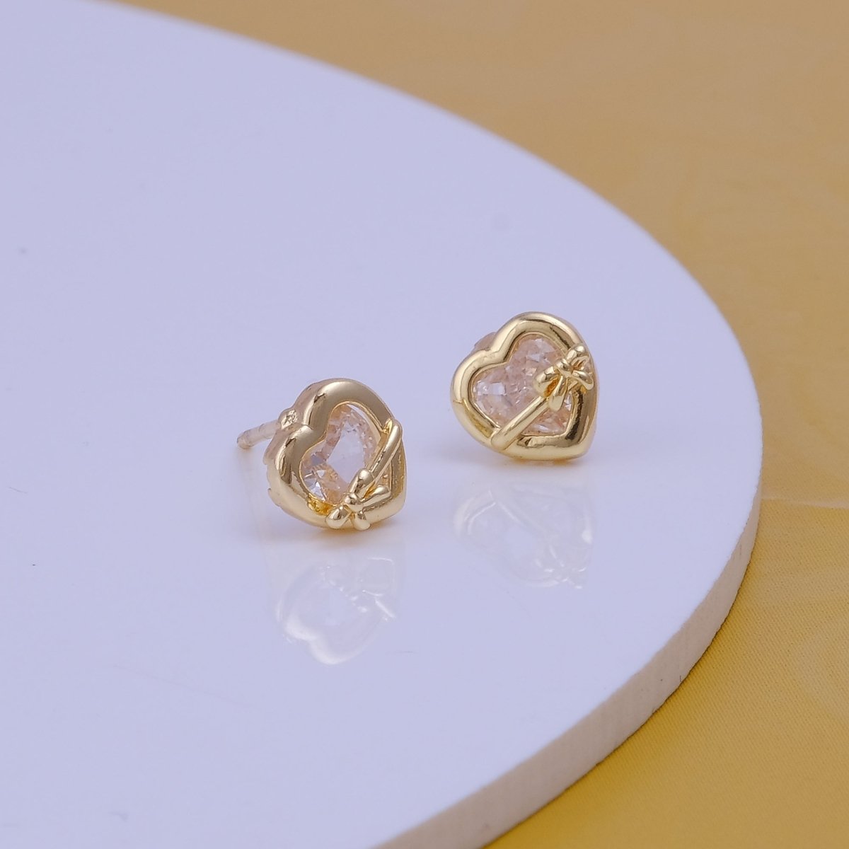 Gold-Plated Heart-Shaped CZ Stud Minimalist Dainty earrings
