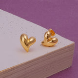 Gold Plated Heart Stud Earrings Modern Romantic Jewelry for Everyday Wear