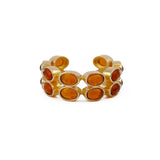 Gold Plated Hessonite Garnet Eternity Ring, Adjustable Bezel Set Statement Ring CR - 1028
