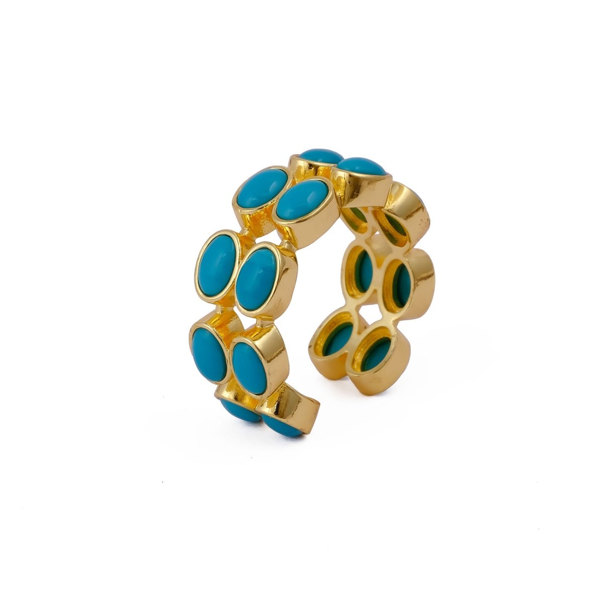 Gold Plated Hessonite Garnet Eternity Ring, Adjustable Bezel Set Statement Ring CR - 1028