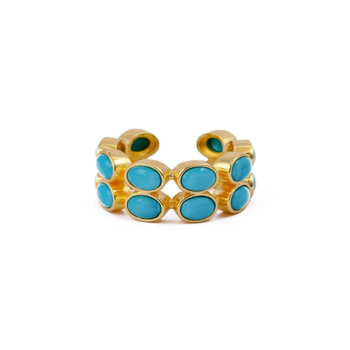 Gold Plated Hessonite Garnet Eternity Ring, Adjustable Bezel Set Statement Ring CR - 1028