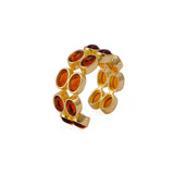 Gold Plated Hessonite Garnet Eternity Ring, Adjustable Bezel Set Statement Ring CR - 1028