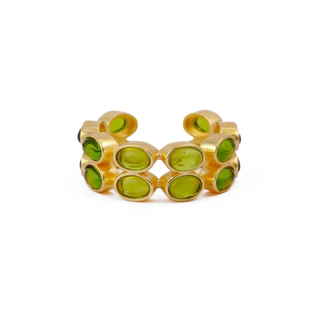 Gold Plated Hessonite Garnet Eternity Ring, Adjustable Bezel Set Statement Ring CR - 1028
